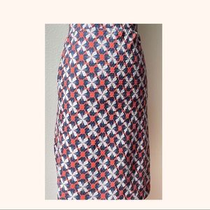 White Stuff Pencil Midi Jersey Skirt Cool Geometric Print US 10